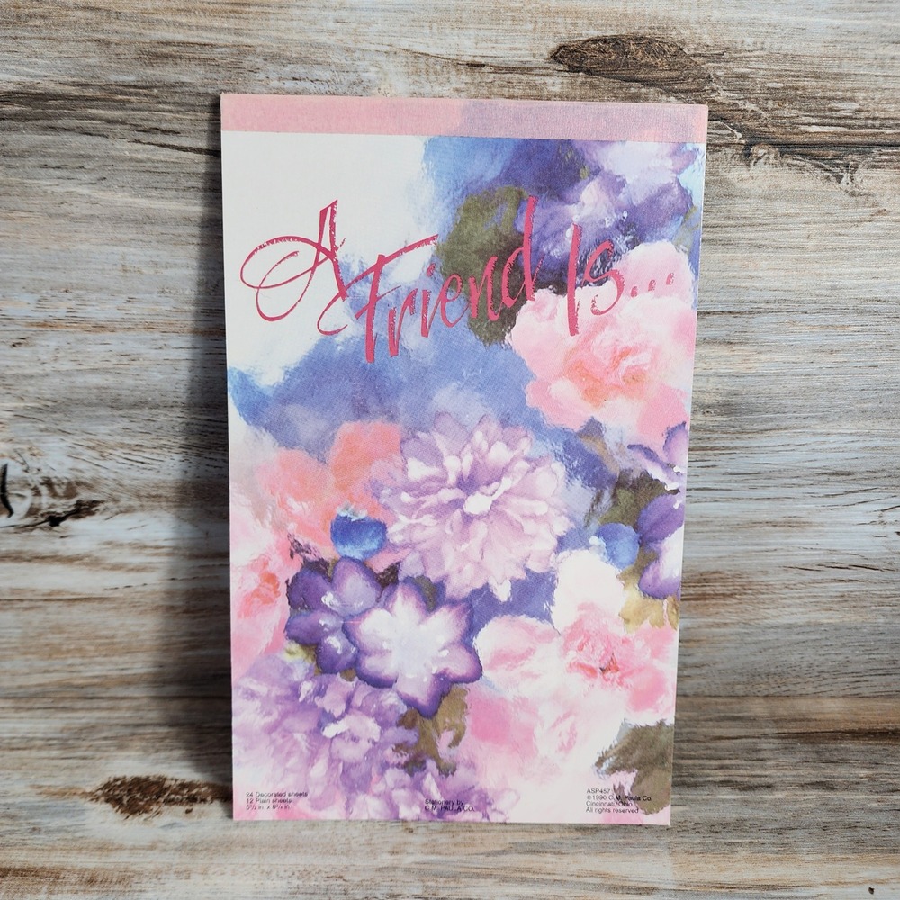 Vintage 1990 C.M. Paula Co A Friend Is Floral Stationery Pad 5.5x8.5 ASP457